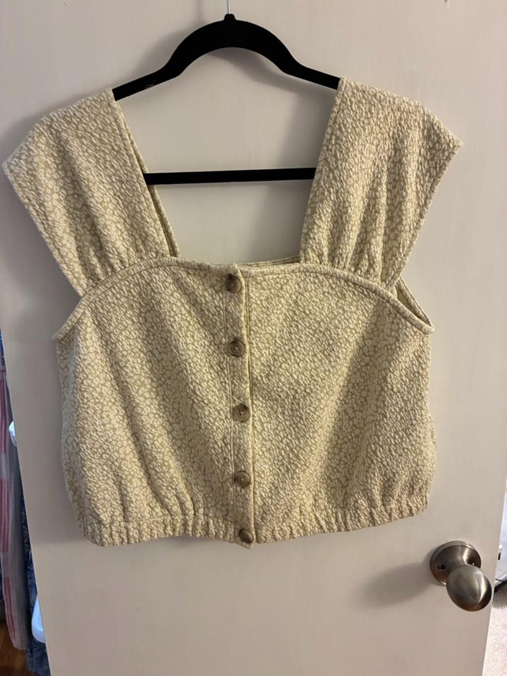 Madewell Cream Textured Cropped Button Tank - medium